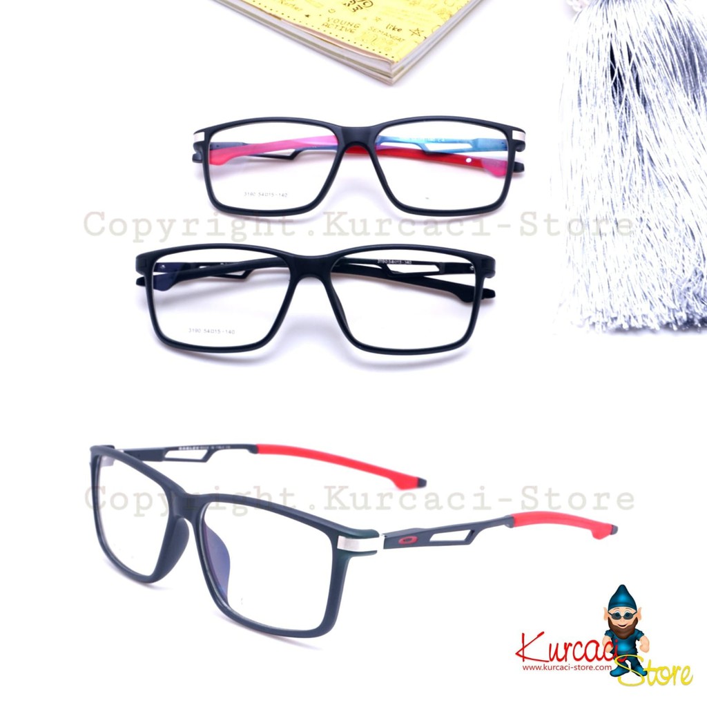Kacamata Minus Photocromic Pria 3190  Sporty model KotaK Fashion Ganti Lensa Minus Antiradiasi