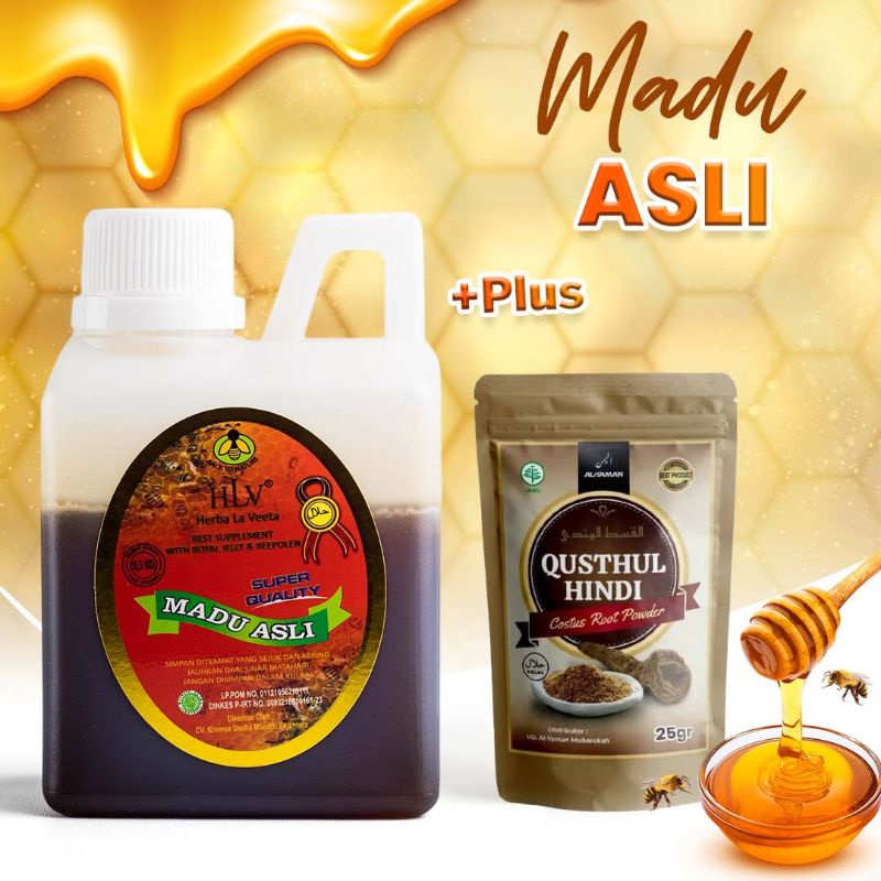 Madu Murni Asli 1KG plus qhusthul Hindi / qust al hind