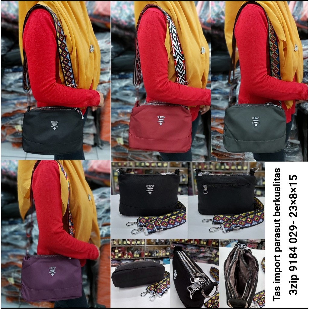 Tas import selempang parasut berkualitas wanita