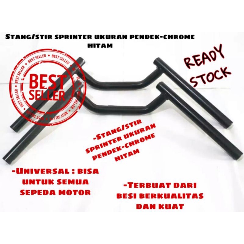 Stang Stir Sprinter Pendek Racing Herex Hitam Cb/Gl/Mp/Beat/Scoopy/Tiger/Scorpio/Sepeda Mtb