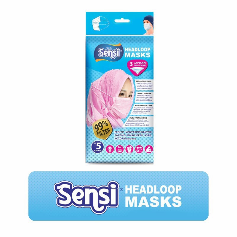 Sensi Mask 3-ply 5's Headloop