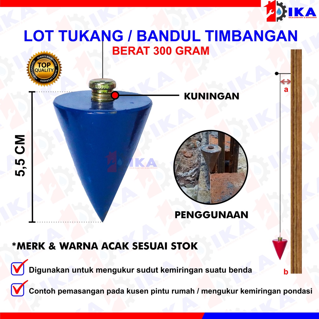 Lot tukang / peluru timbang 300 gr / bangunan alat ukur berat besi bandul akurat kuat