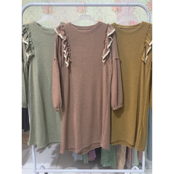 tunik ruffle rajut premium jumbo ld 112