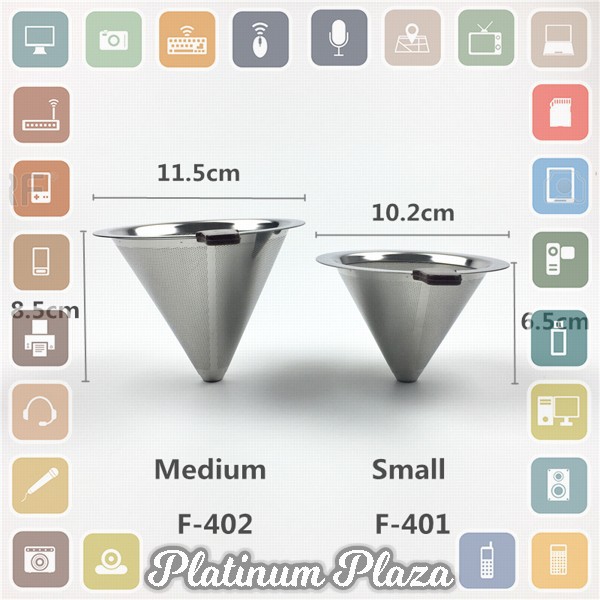 Ueinsang Filter Penyaring Kopi V60 Cone Coffee Dripper Filter Size Small - F-401 - Silver`2K8PUC-