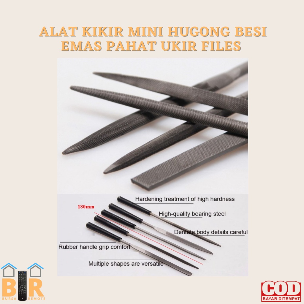 Alat Kikir Mini HUGONG BESI EMAS PAHAT UKIR FILES 3 4 dan 5 mm (10 PC )