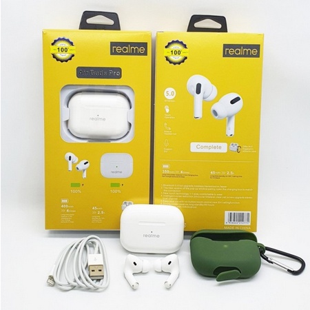 Realme Air Buds Pro With Case Wireless Earphone 5.0 Headset Bluetooth Gratis Case Kualitas