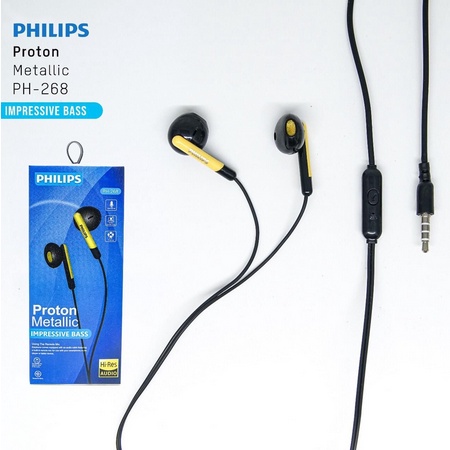 Handsfree Earphone New Philips Ph - 268 Proton Metalic