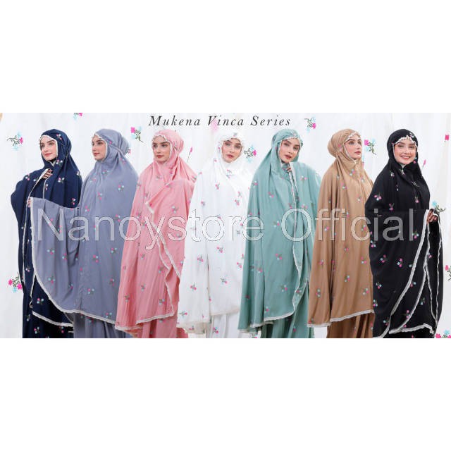 Nanoystore Official Mukena Rayon Adults Vinca - Telekung Dewasa Jumbo Premium Mewah