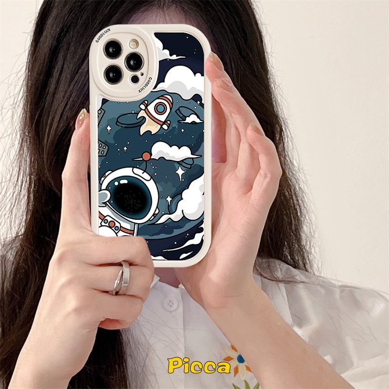 Casing OPPO A15 A17 A77S A17K A55 A57 A95 A74 A96 A12 A16K A76 A16E A5S A3S A15s A94 A16 A1K A9 A54 A76 A16K A76 A16E A53 A6 A33 5F 63 7Z 83 Cover Pelindung Desain Astronot Bintang