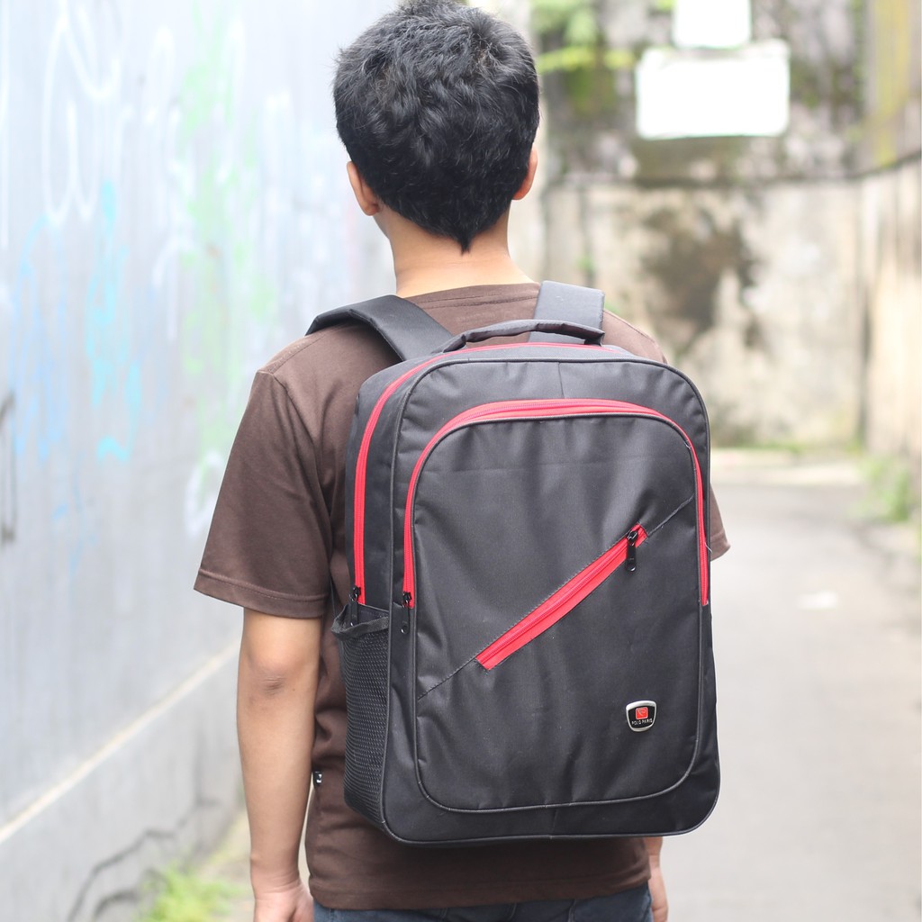 Ransel Polo Pojok Merah List Bagus Tas Laptop Kerja Dinas Diklat Awet