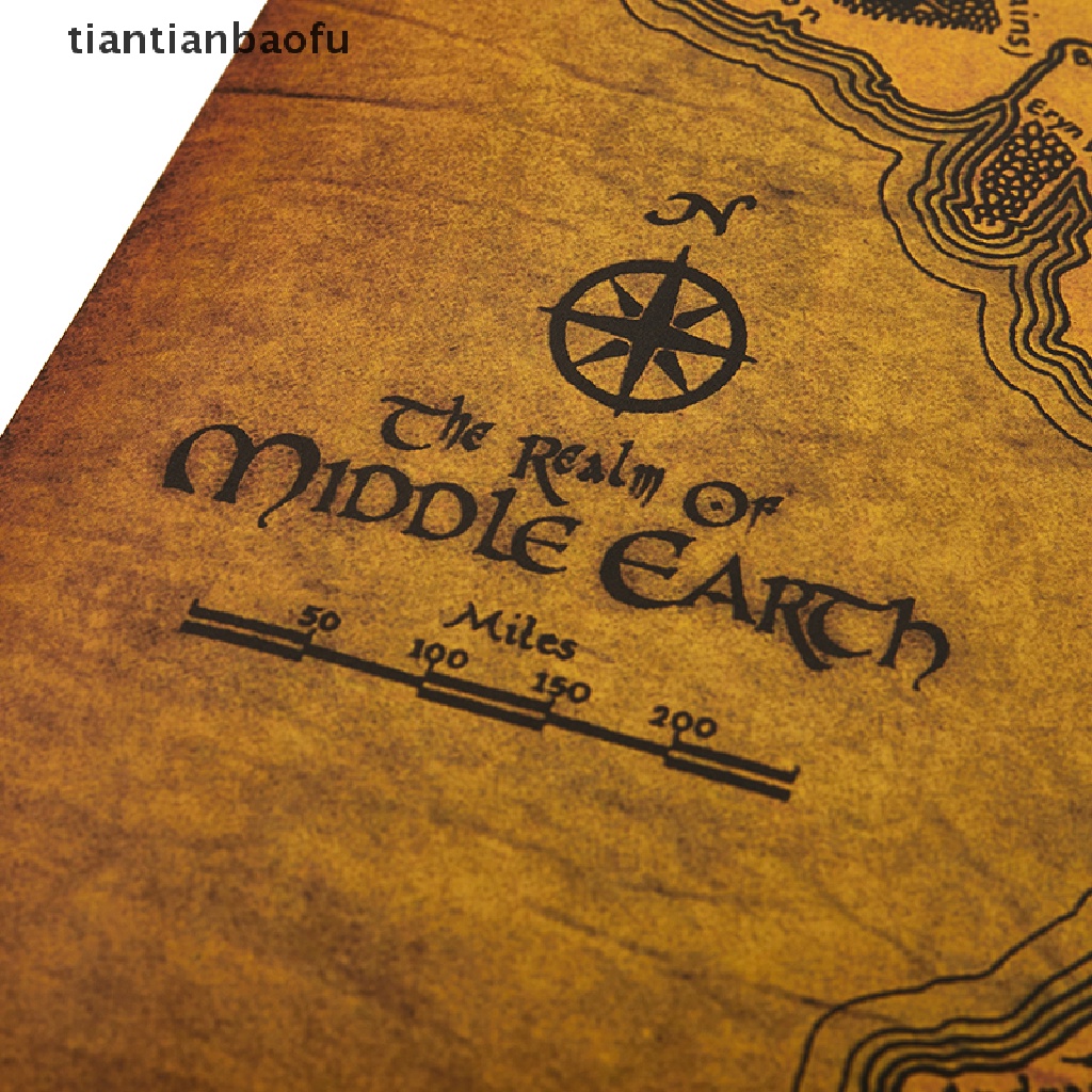 [tiantianbaofu] The Rings Middle Earth Map The Retro Kraft Paper Poster Decoration Wall Sticker Boutique