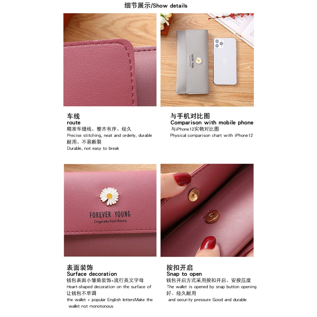 EV- d 1411 dompet lipat panjang wanita bunga daisy ala korean fashion