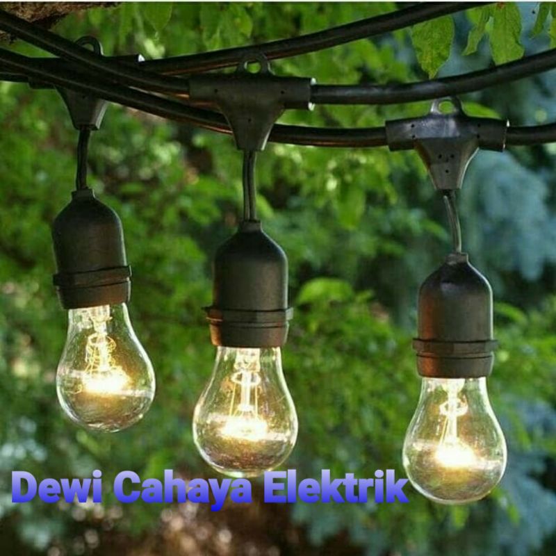 Kabel Fitting Outdoor 10 Meter 10 Fitting Gantung Lampu Cafe - Fitting Lampu Hias 10 Meter