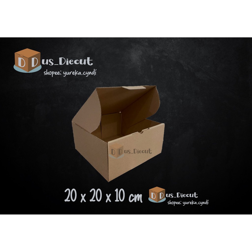 

Kardus die cut uk. 20x20x10 cm (model box pizza)