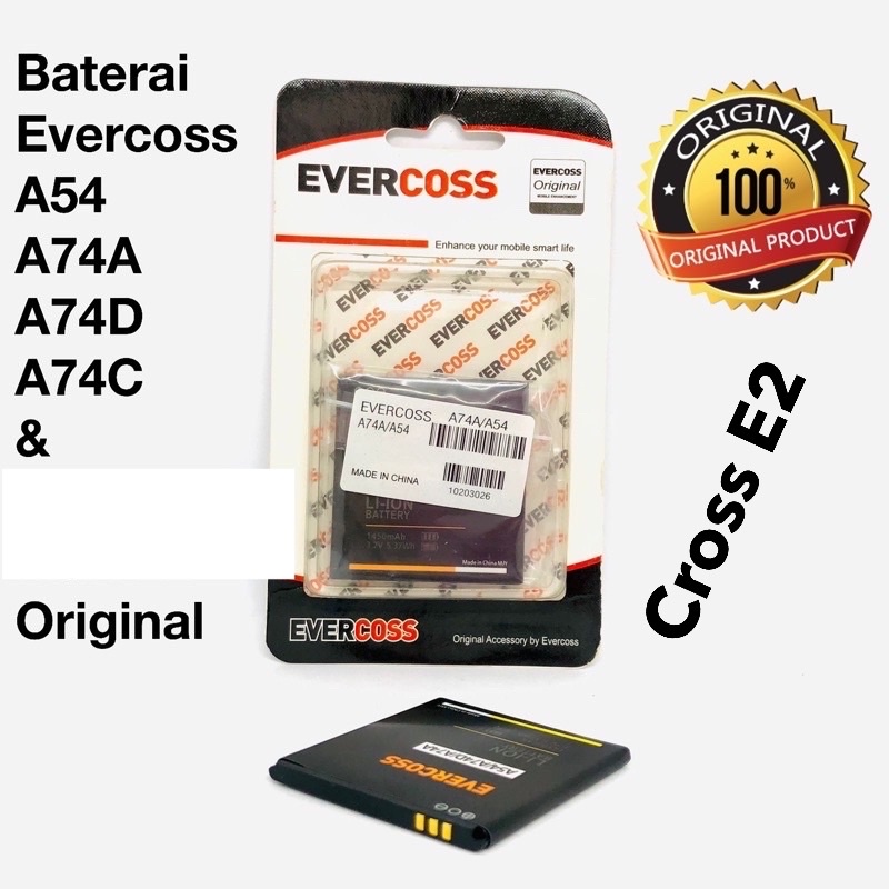 GROSIR BATERAI EVERCOSS A54 A74A A74D A74C CROSS E2 ORIGINAL DOUBLE IC