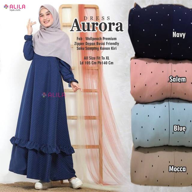 GAMIS // AURORA DRESS // DRESS BAHAN WOLLPEACH PREMIUM