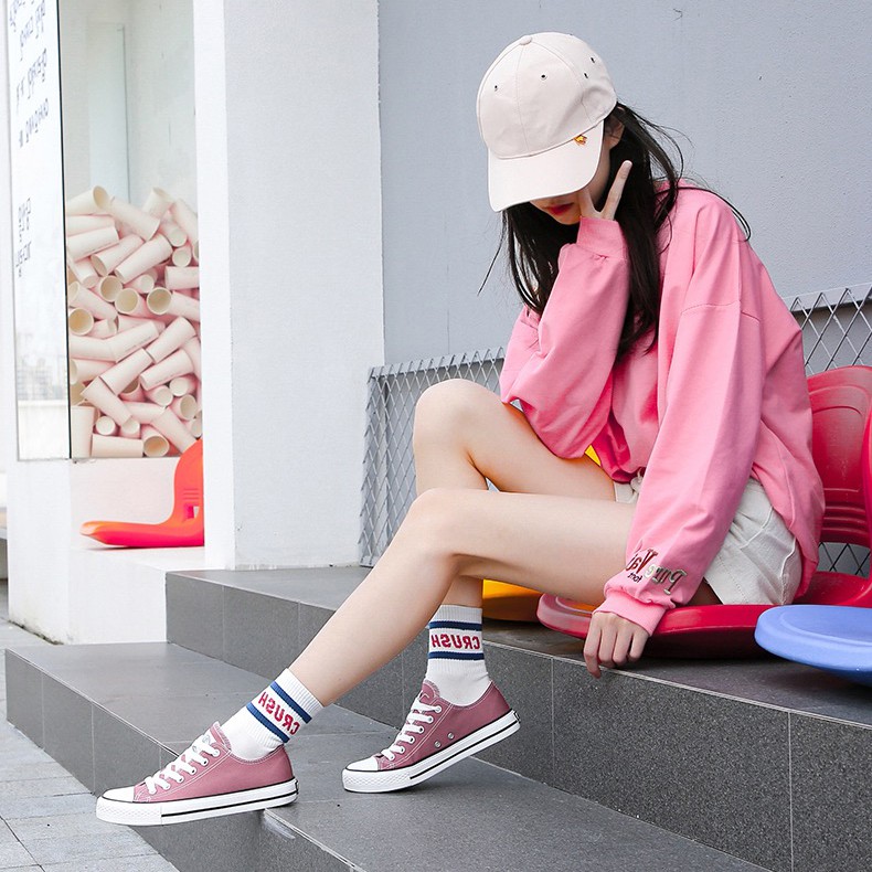 Sepatu Kanvas Wanita Kanvas Perempuan Sepatu Cewek Sneakers Kasual Impor Korea Style Bernapas Cewek Sepatu Indah