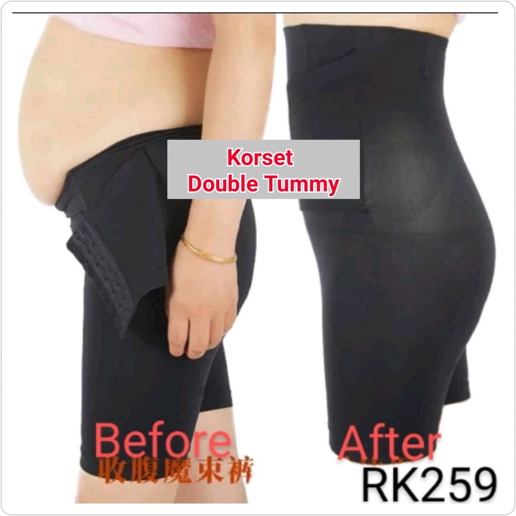 KORSET CELANA PELANGSING PERUT PAHA PINGGUL DOUBLE TUMMY 2 in 1 HIGH WAIST SHAPEWEAR CORSET