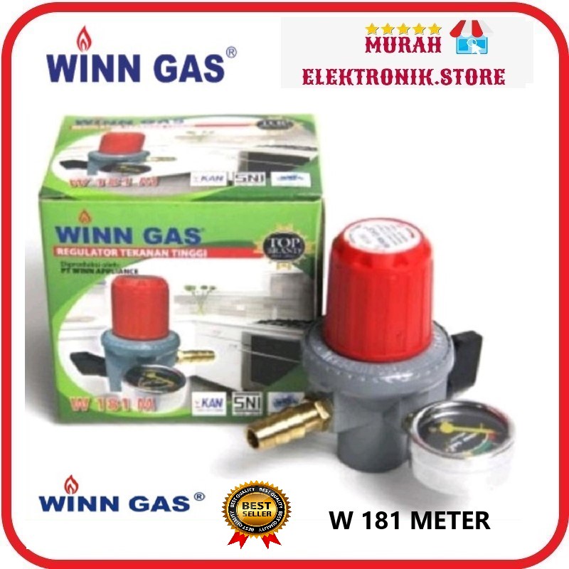 Regulator Kepala Gas Tekanan Tinggi High Pressure LPG WINN GAS W-181-M + Meteran