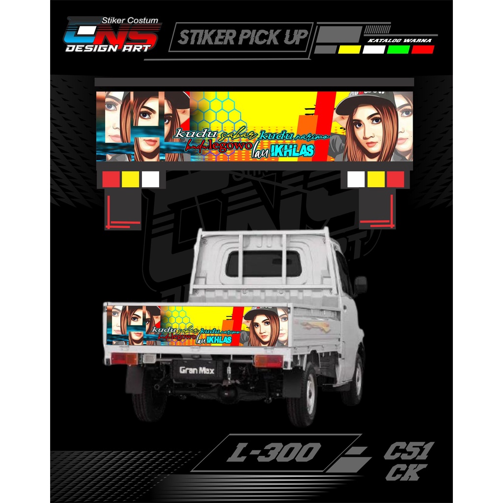 Stiker pintu belakang L-300/carry new/carry ts 120cc/grandmax Bahan nyala Stiker decal Pintu belakan