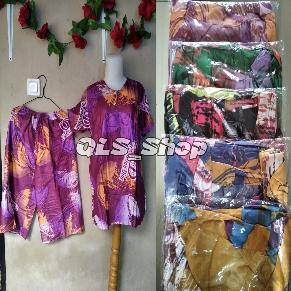 PROMO STELAN WANITA MURAH  MOTIF CHRISTIAN DIOR  PIYAMA WANITA LENGAN PENDEK CELANA PENDEK  PIYAMA W
