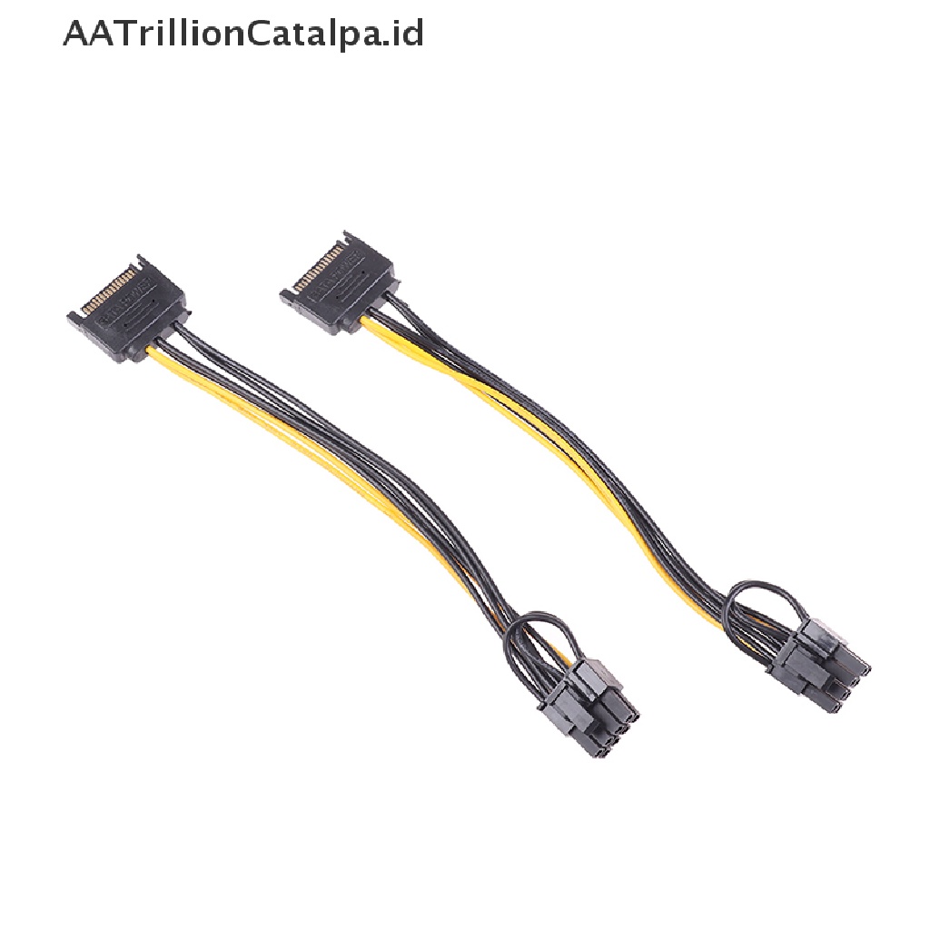 2pcs Kabel Power Supply 15 pin SATA Male Ke 8pin (6 + 2) PCI-E 15-pin Ke 8pin