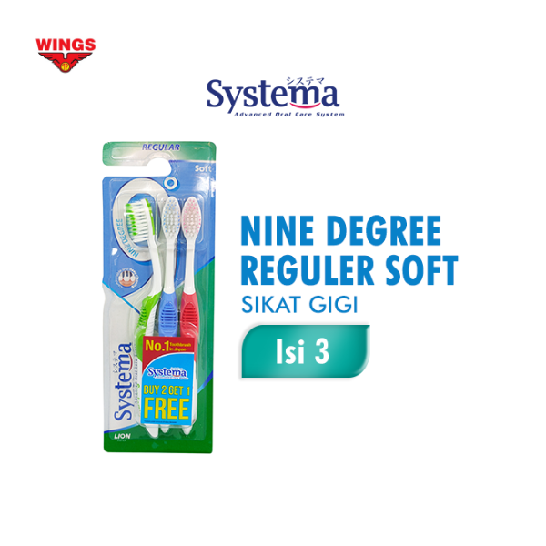 Systema Sikat Gigi 9 Degree Reguler Kemasan Ekonomis Isi 3 Pcs