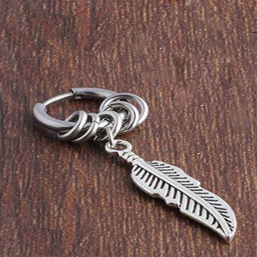 Needway  Popular Cross Stud Earrings Cool Fashion Jewelry Feather Hoop Earrings Women Gift Men Korean Punk Style Alloy Stainless Steel/Multicolor