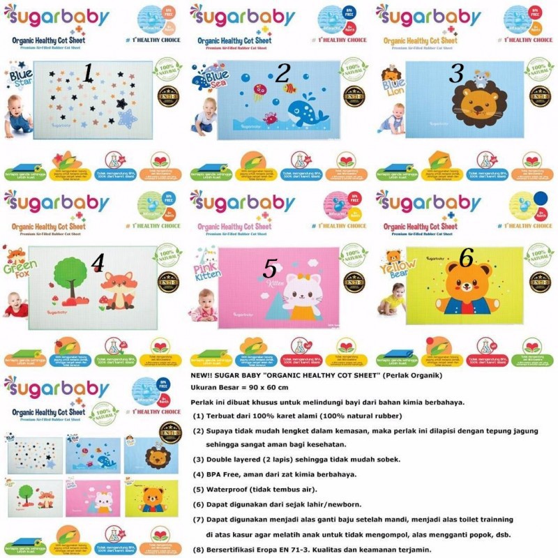 Promo !! SALE !! Perlak SUGARBABY KARET Sugar Baby Organic Healthy Cot Sheet 90x60cm