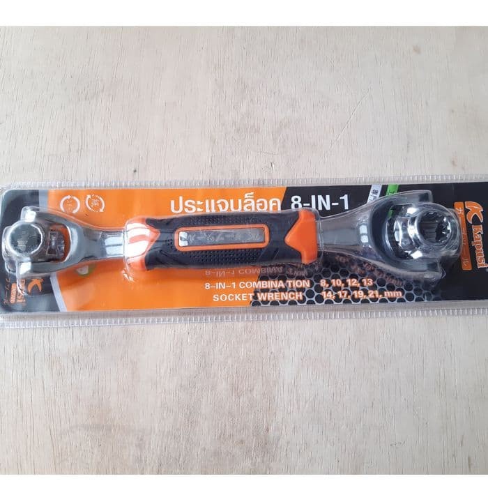 NEW..Kunci ring kombinasi kepala bisa putar 360°/ Socket wrench/KUNCI RING KOMBINASI 8-21MM/ Tiger Wrench Kunci Ring Pas Shock Mur Baut 8 in 1 Universal Wrench