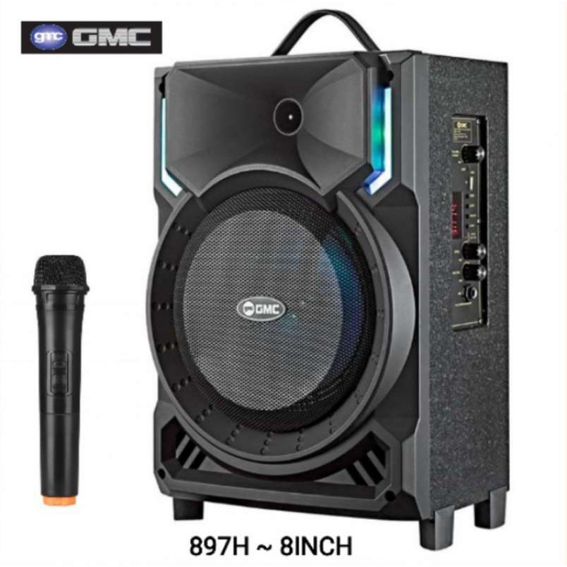 paket SPEAKER AKTIF portabel usb  GMC 897 H + MIC WIRELESS suara super MANTAP