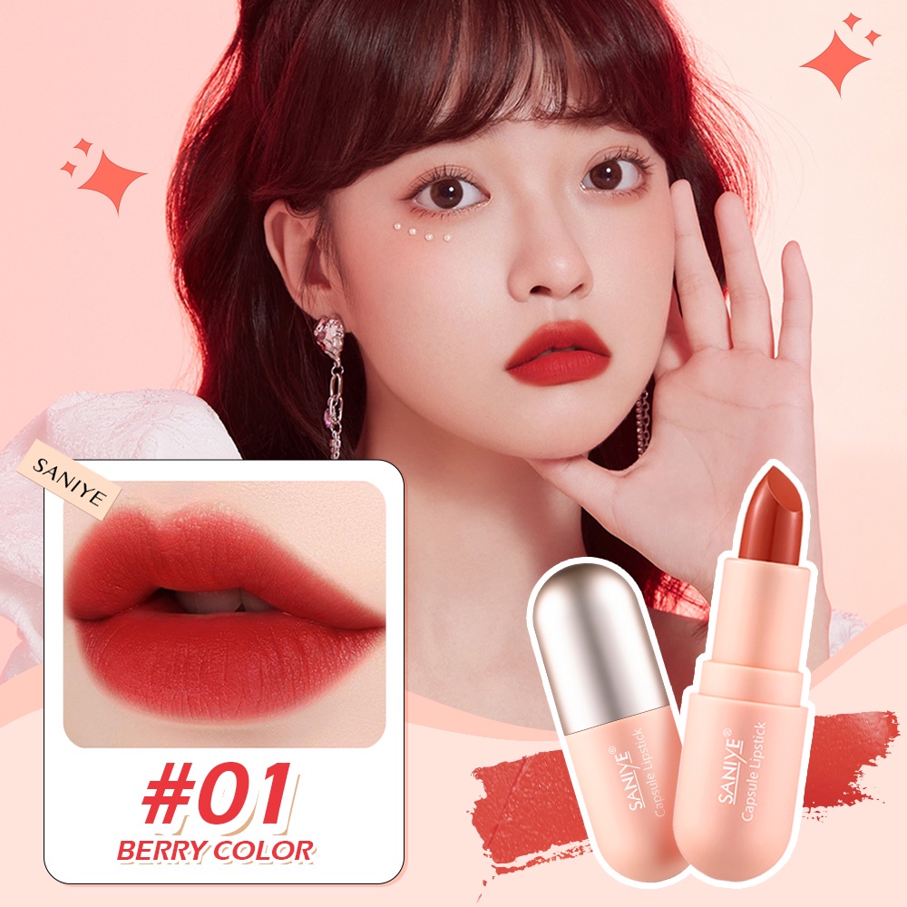 （COD）SANIYE 6 Warna Lipstik Velvet Matte Lipstik Tahan Air Tahan Lama