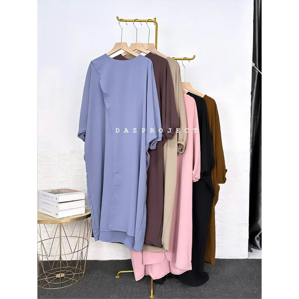 Mista Tunik Jumbo LD 168 tangan karet ! Azura Tunik Polos blouse Crincle Airflow Lengan Karen by Dazproject