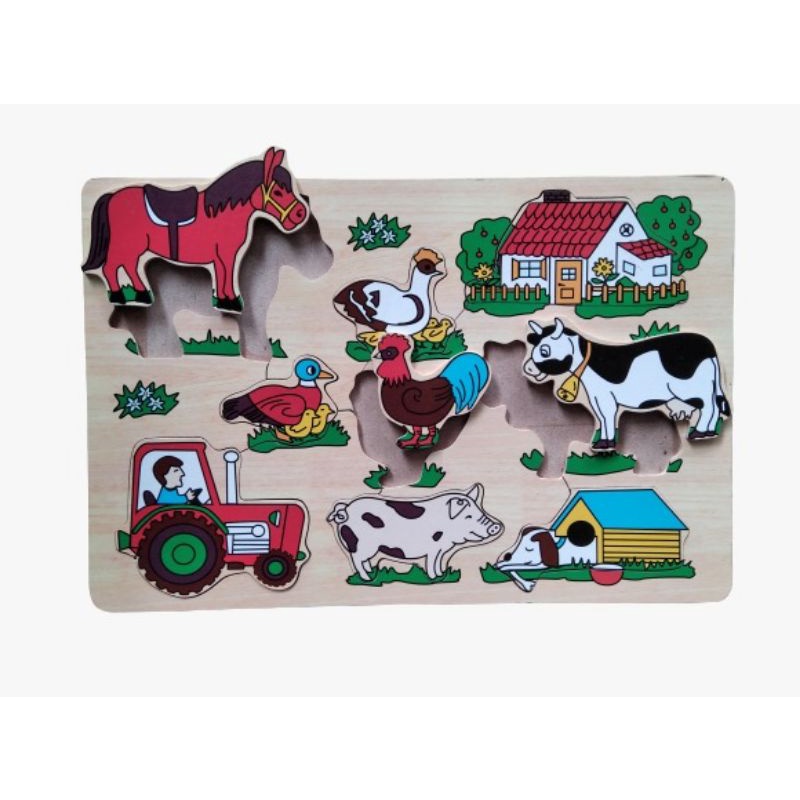 Puzzel Kayu Hewan Mainan Edukasi Anak Puzzle Binatang
