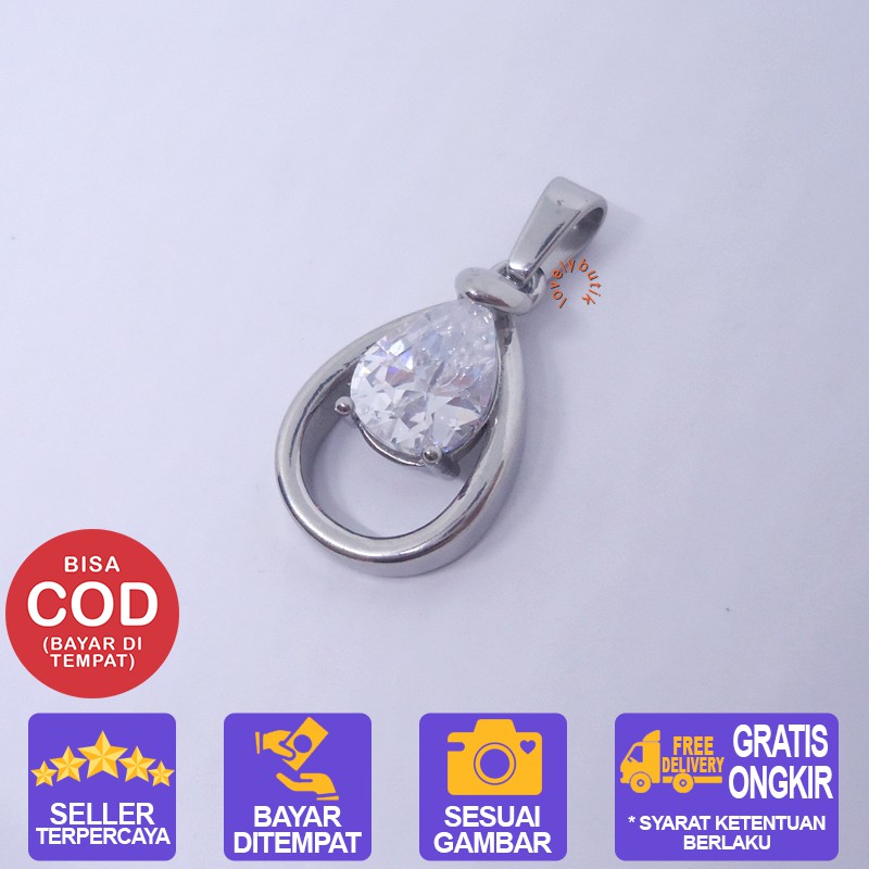 Lovelybutik Liontin Titanium Anti Karat Isabella Liontin Model Permata Warna [Silver]&amp; [Emas]