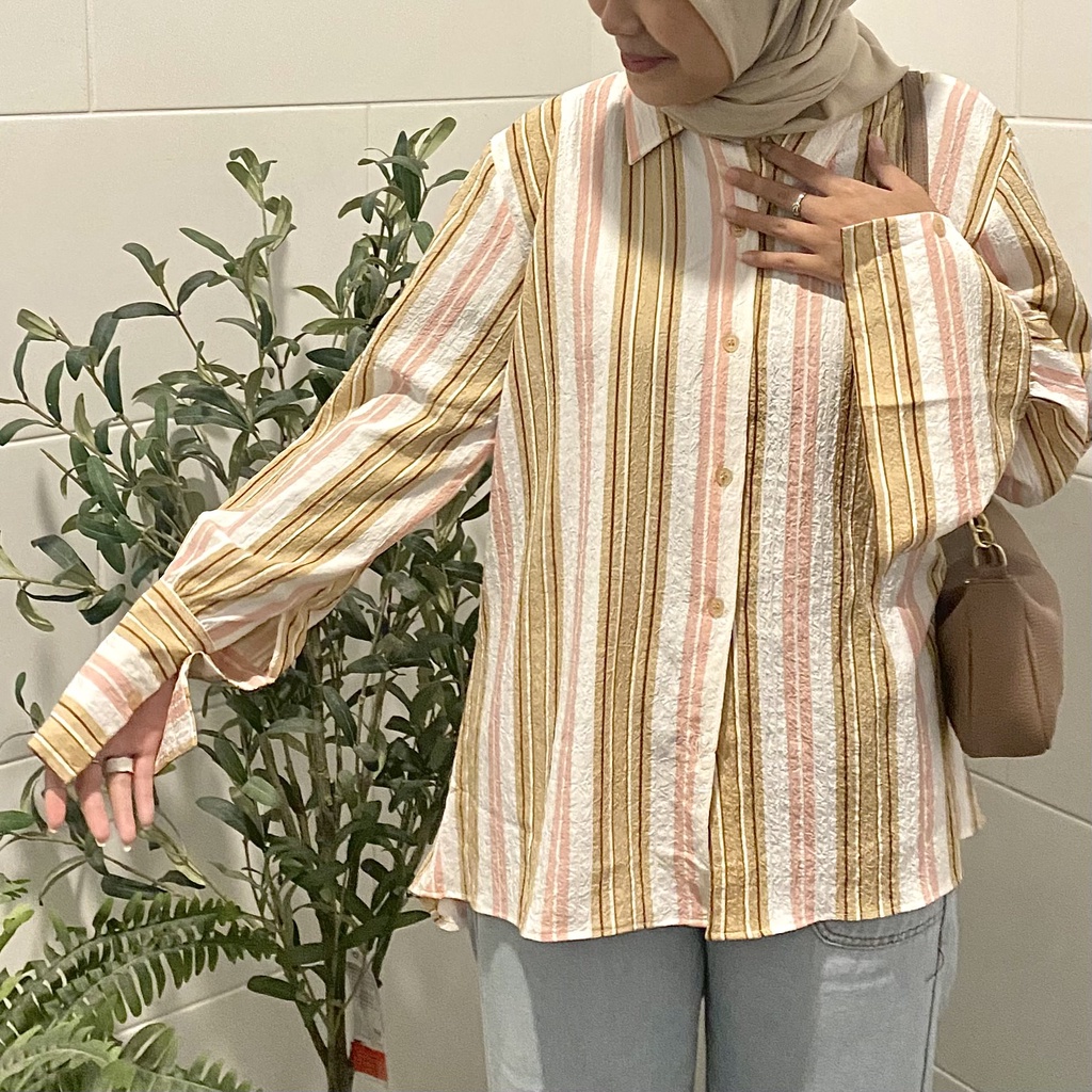 BELIYA SHIRT CRINKLE (kemeja wanita garis crinkle) ~ By Fivefourite.wear