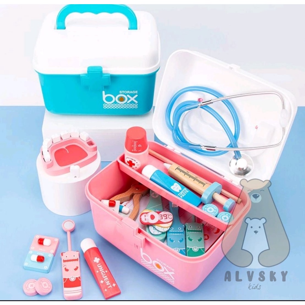 MAINAN DOKTER DOKTERAN SET LENGKAP / WOODEN DENTIST TOY BOX