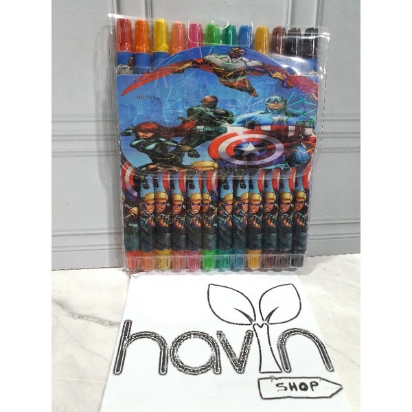 crayon putar panjang 12warna/krayon putar/rolling crayon/twist crayon/oil pastel-Avenger