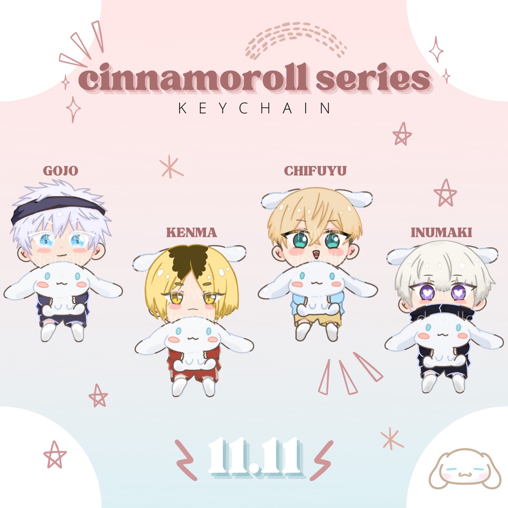 Acrylic Keychain Anime Cinnamonroll Series [ gojo, kenma, chifuyu, inumaki ]