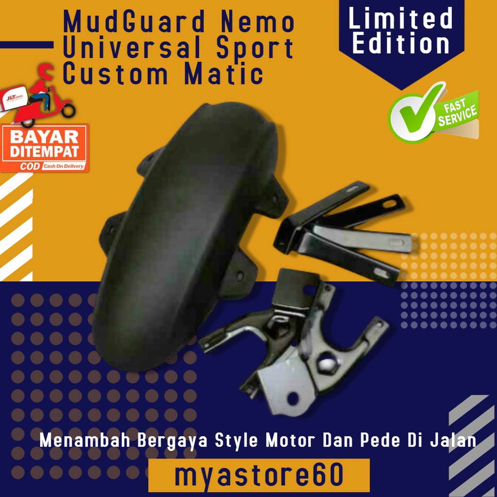 MudGuard Nemo Universal CBR,Ninja,Custom,Aerox / Mudguard Motor Besi / Spakbord Belakang Motor