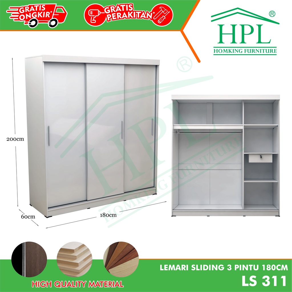 jual lemari pakaian hpl 3 pintu sliding | shopee indonesia