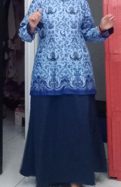 Gamis Pns Batik Korpri / Pgri / Hitam Putih / Model Setelan S M L Xl Xxl Seragam Asn Guru