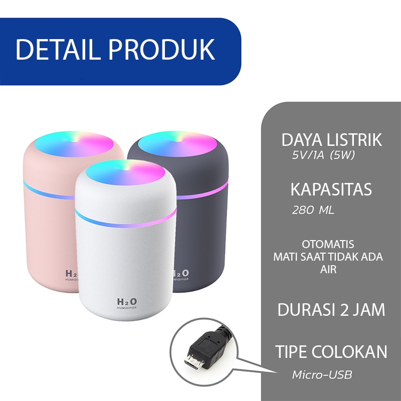 Humidifier 300ML Aromatherapy Purifier Diffuser Portable Mini USB Aroma Warna-warni Diffuser-3