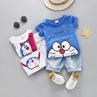 Setelan Kaos  T Shirt Anak  Laki Laki Gambar Doraemon  Celana 