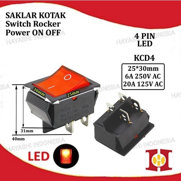 Saklar Power Switch Tombol ON OFF Mini Roker Rocker Besar 2 3 4 Pin- 5PC