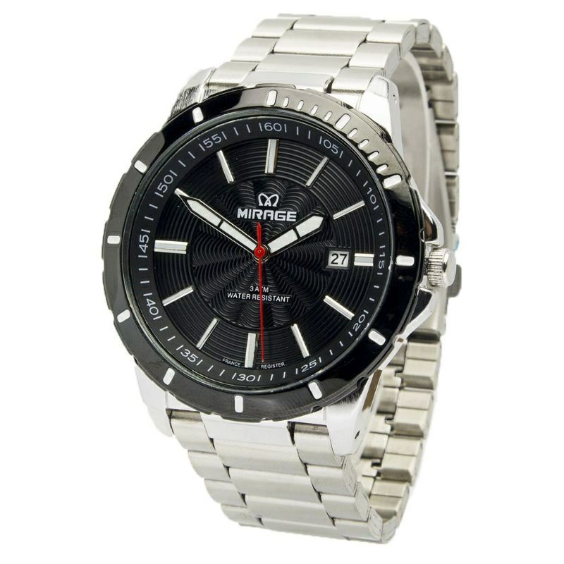 JAM TANGAN PRIA MIRAGE 8549 ORIGINAL TALI RANTAI SILVER.