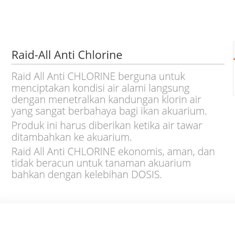 obat ikan anti chlorine 1 liter anti klorin-raid all