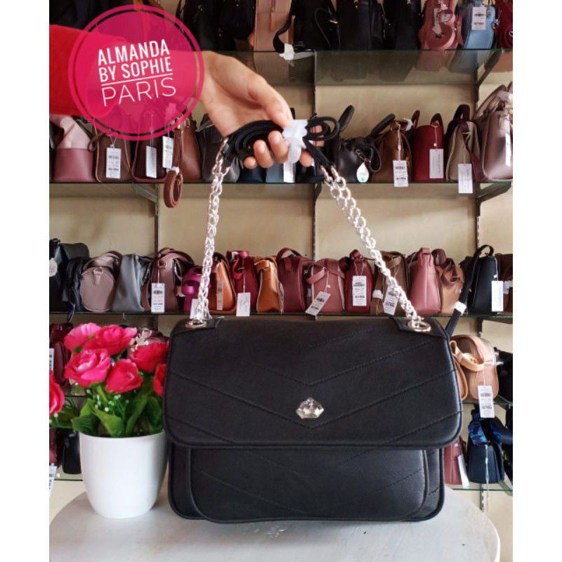 TAS ALMANDA : BLACK / BURGUNDY /MINT / NAVY : SOPHIE MARTIN PARIS OFFICIAL PROMO ORIGINAL SELEMPANG WOMAN BAG