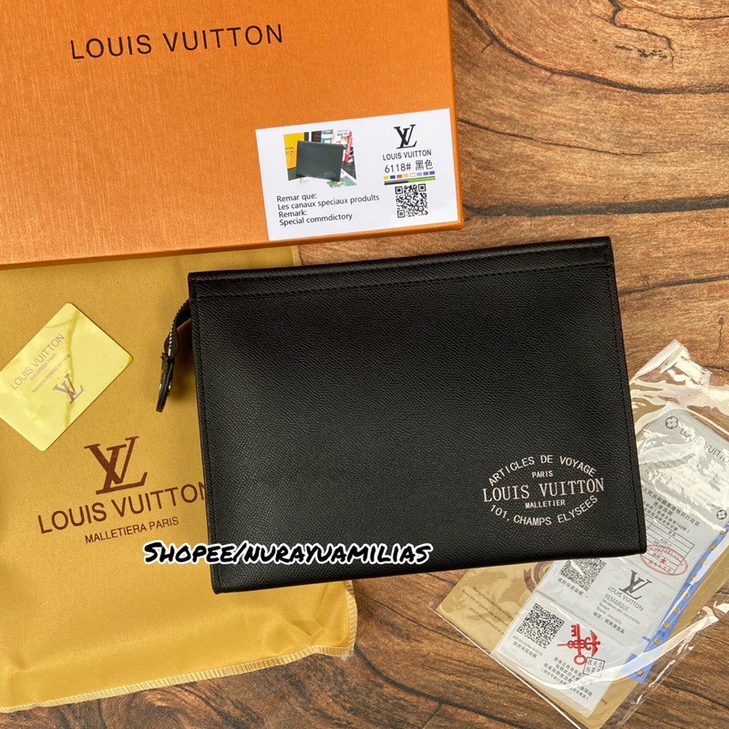 louis Vuitton clutch free box mirror Quality clutch lv pria &amp; wanita handbag lv import