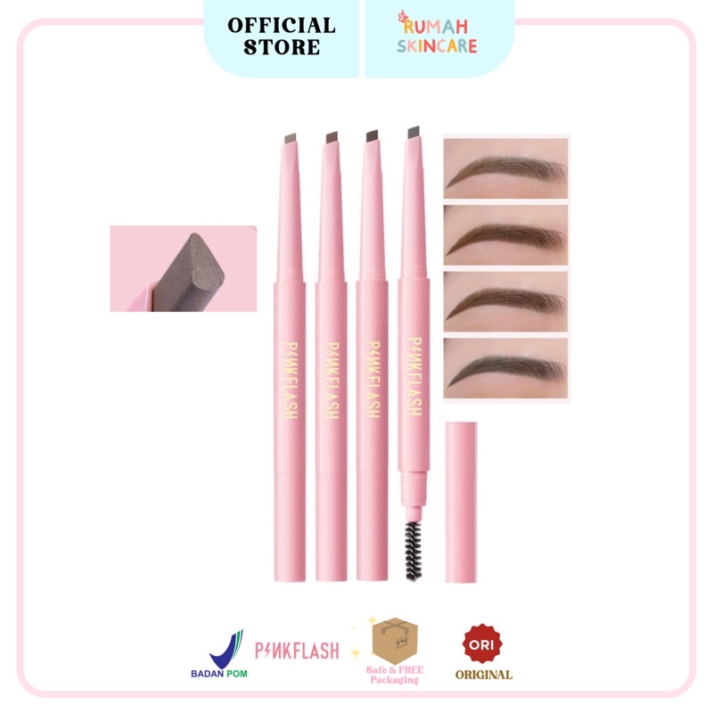 PINKFLASH Waterproof Auto Eyebrow Pencil | PINK FLASH OhMyEmoji Automatic Eyebrow Pencil Lasting 8 hours Waterproof Pigmented Easy Blend | Pink Flash